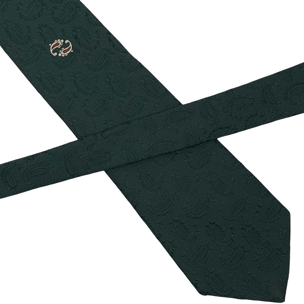 Vintage Superba Wide Tie Necktie Green Paisley Textured Jacquard Dacron 70s